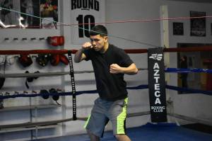 Alexis De La Cerda begins his training by shadow boxing at Aztec Boxing Club. Ben Ray / The Mirror