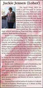 Jackie Jensen (Loher) | Obituary