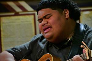 Photo by Bruce Honda. 
Iam Tongi sings Courage during the March 21 Federal Way City Council Meeting.