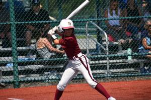 Raider Kaycee Palomo at the plate for Thomas Jefferson. Ben Ray / The Mirror