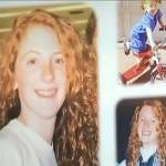 Photo via broadcast video feed. 
Photos of Sarah Yarborough were shared during the sentencing of Patrick Nicholas, who was convicted last month of killing Sarah in 1991.