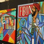 Two acrylic and marker pieces by artist Rodney King on display at the Arts Explosion event. Alex Bruell / The Mirror