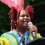 Vocalist Princess Grant sings The Star Spangled Banner and Lift Every Voice and Sing. Alex Bruell / The Mirror