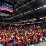 Photo courtesy Federal Way School District. 
The graduates flip their caps at the Thomas Jefferson High School graduation ceremony.