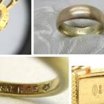 Examples of gold and gold plating marks. Photo courtesy of FWC Jewelers