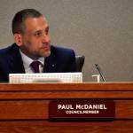 Newly-minted Federal Way City Councilmember Paul McDaniel sits during his first regular city council meeting, July 5, 2023. Photo by Bruce Honda.