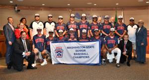 The city and council July 18 honored the Federal Way Little League Seniors, who won the state baseball championship and will represent Federal Way and Washington State at the West Regional Senior Little League All Star Tournament from July 20  26 in Oakland, California. To support the team financially, visit: gofundme.com/f/fwnll-senior-all-stars-headed-to-regionals. Photo by Bruce Honda.