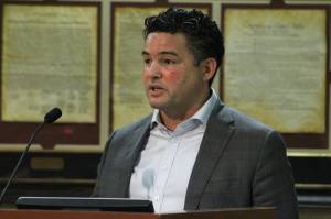Photo by Alex Bruell / The Mirror
Leo Flor, director of community and human services for Public Health  Seattle & King County, presents an update to the Federal Way City Council on the countys Health through Housing Initiative.