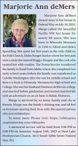 Marjorie Ann deMers | Obituary