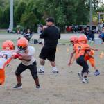 Photo by Keelin Everly-Lang / The Mirror
Coach Mike Franco runs a drill with 8U division Hawks players. He shared his experience with The Mirror of the evening of Aug. 17.