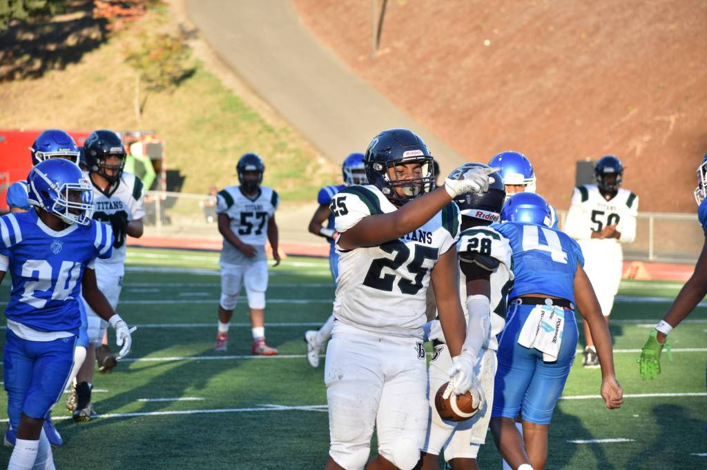 Beamer sophomore Niko Shreffler celebrates a first down late in the third quarter. Ben Ray / The Mirror