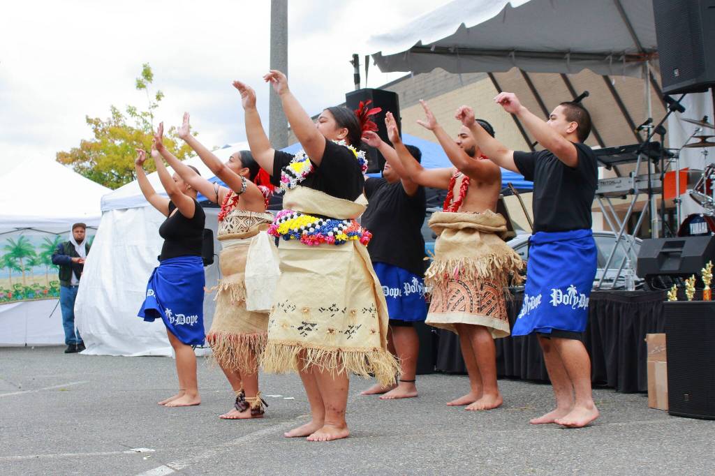 Federal Way High School Pacific Islander Club dancers performed a variety of dances that guests enjoyed as they sampled the flavors of Federal Way. Photo by Keelin Everly-Lang /The Mirror