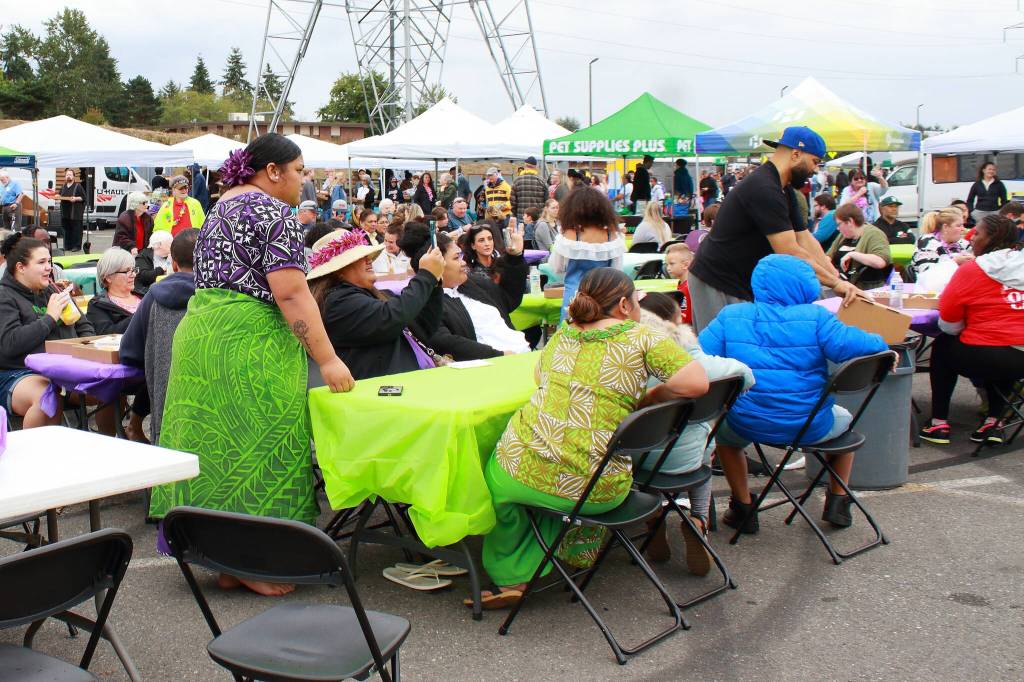 Community members cheer for the performers who represented the Federal Way Pacific Islander Club with dances. Photo by Keelin Everly-Lang/ The Mirror