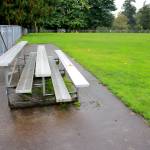 Photos by Keelin Everly-Lang / The Mirror
One of two sets of bleachers that frames the grassy field at Lake Geneva Park. Capital funds were voted on to transform this into a space that can be utilized for multiple sports.