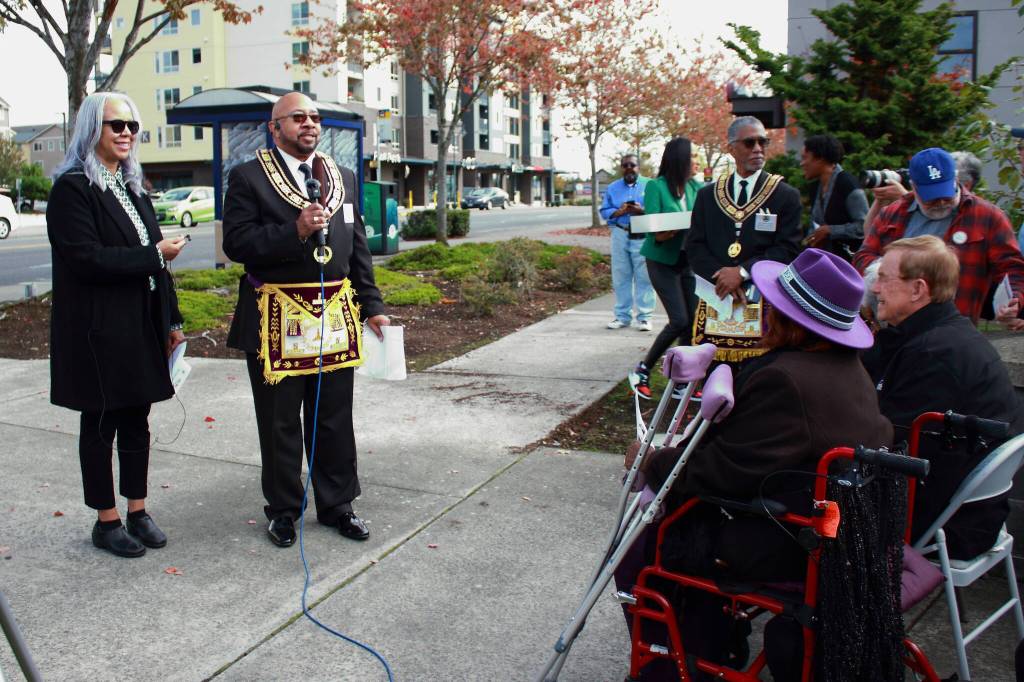 A local Grandmaster Mason speaks about John Connas legacy. Conna was part of the first African American Masonic lodge in Washington State. Photo by Keelin Everly-Lang / The Mirror