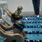 Ben Ray / The Mirror
The first leg of the 200 IM gets ready at the all-city meet.