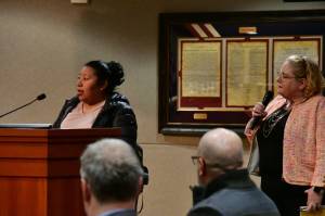 Photo by Bruce Honda
Jasmine Lopez shared her story at public comment during the Federal Way City Council meeting Nov. 8 as part of the renters coalition.