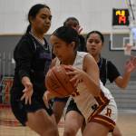 Senior Katherine Meza-Zamarron drives the baseline. Ben Ray / The Mirror