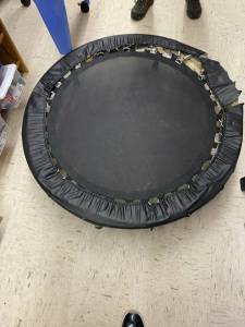 The child was jumping on this trampoline when she fell and got cut. (Photo provided by Morgan Bray)