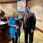 Susan Honda was honored for her contributions by Mayor Jim Ferrell at the Federal Way City Council meeting. Photo by David Solano / City of Federal Way