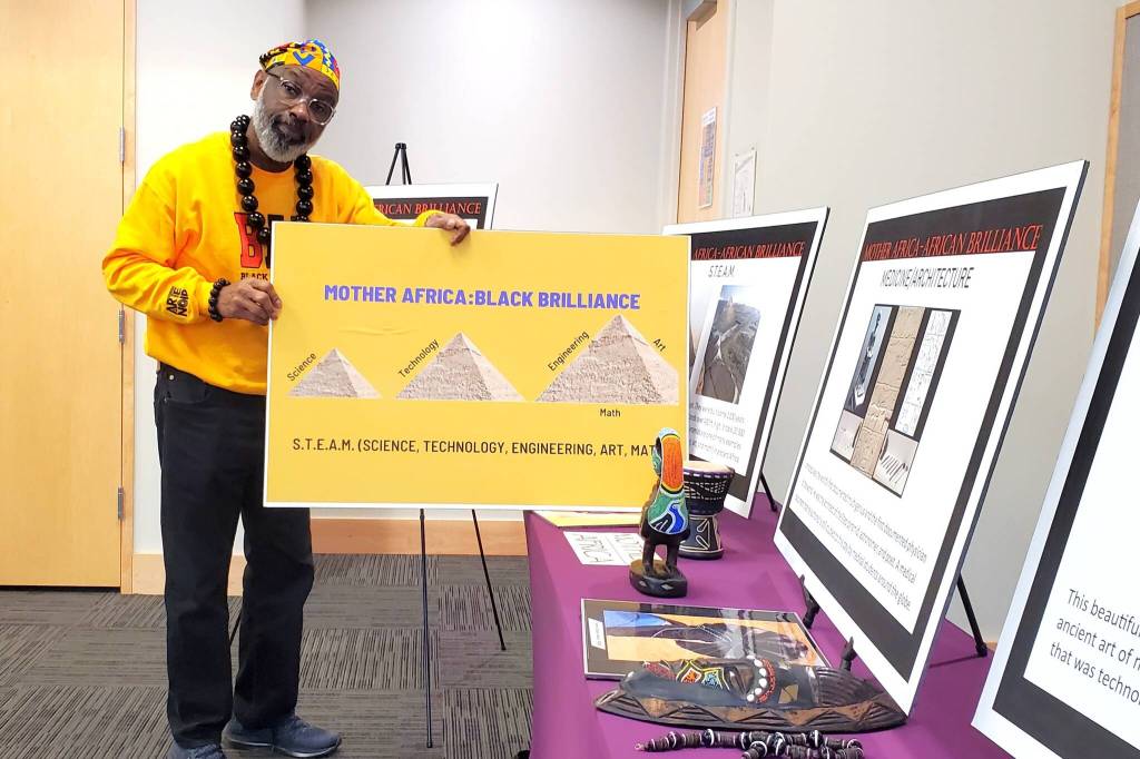 Delbert Richardson says he is an educator, not a teacher, with a unique pedagogy that focuses on primary resources, which are the artifacts, storyboards and the ancient art of storytelling. Photos by Keelin Everly-Lang / The Mirror