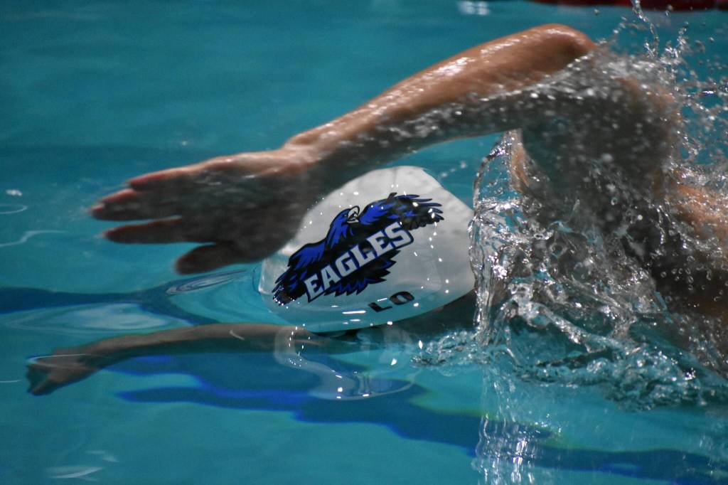 Brandon Lo swims the 50-freestyle at the WKCAC. Ben Ray / The Mirror