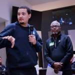 Marquise Hale and Pastor George Houston at the Joint Church Summit on Homelessness. Photo by Keelin Everly-Lang / The Mirror.