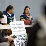 Samantha Mendez speaks to fans and media. Photo Provided by Rodney McCurry