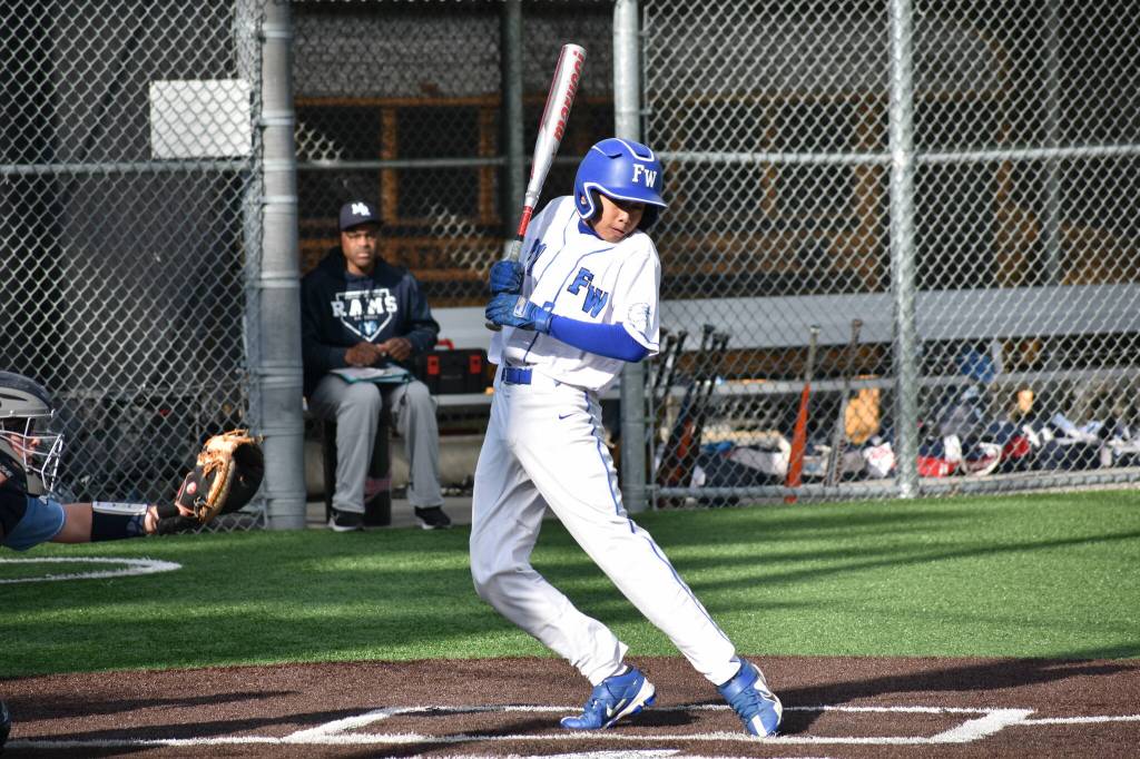 Vinsant Mounkhourne gets hit by a pitch against the Rams. Ben Ray / The Mirror
