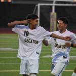 Angel Blanco (10) celebrates with teammates after scoring the first goal of the game. Ben Ray / The Mirror