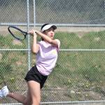Claire Kim takes a backhand shot against Todd Beamer. Ben Ray / The Mirror