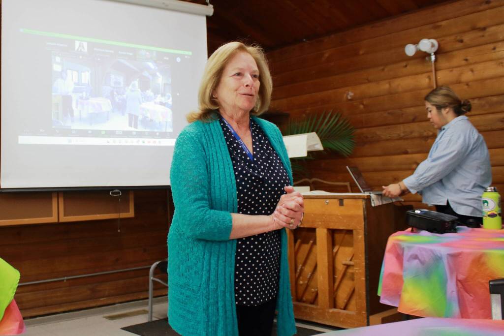 Shelley Puariea, director of the Federal Way Senior Center, shares a few words at the beginning of the event. Photo by Keelin Everly-Lang / The Mirror