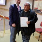 Councilmember Paul McDaniel presented the proclamation for Asian American, Native Hawaiian and Pacific Islander Heritage Month to Sili Savusa, Executive Director of the Pacif Islander Community Association of Washington. Photo by Keelin Everly-Lang / The Mirror