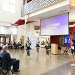 Todd Beamers cheer team performs at the Athlete of the Year celebration at Thomas Jefferson.