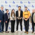Decaturs Maddie Mitchell and Jonah Jones stand with Federal Way Public Schools Superintendent Dr. Dani Pfeiffer, Terry Jenks (Decatur AD), sports reporter Ben Ray, and FWPS Director of Equity and Athletics Jerry Peterson. Photos provided by Federal Way Public Schools