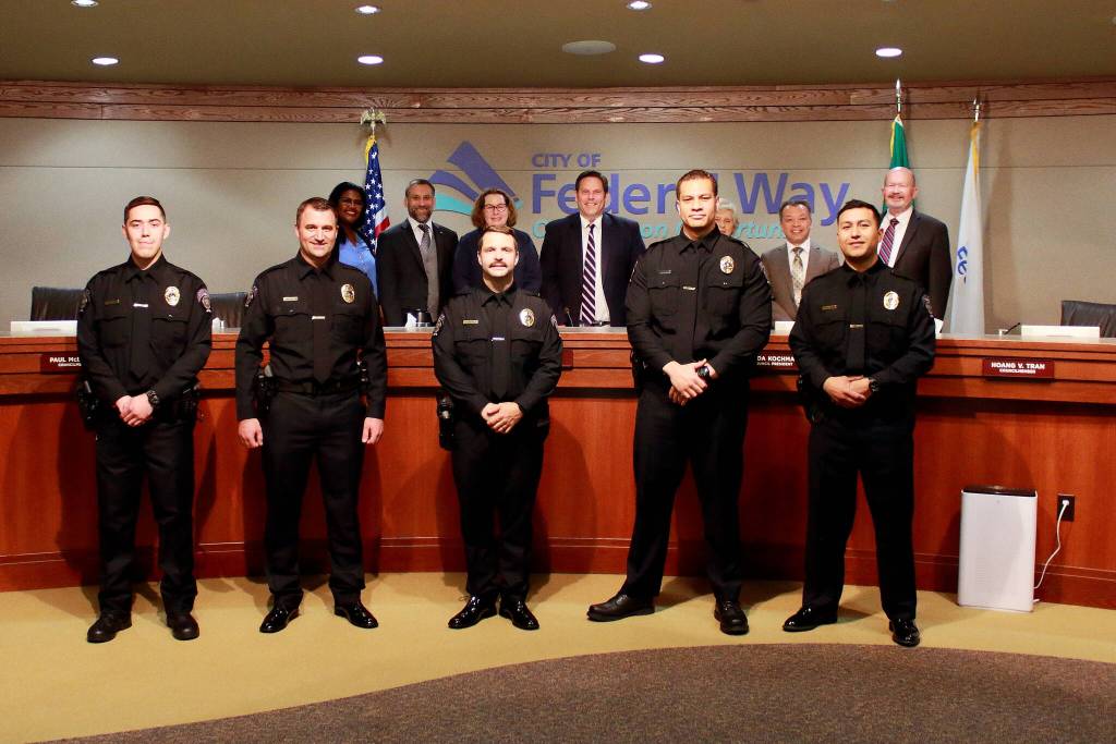 Five new police officers have been added to the Federal Way Police Department. Photos by Keelin Everly-Lang / The Mirror
