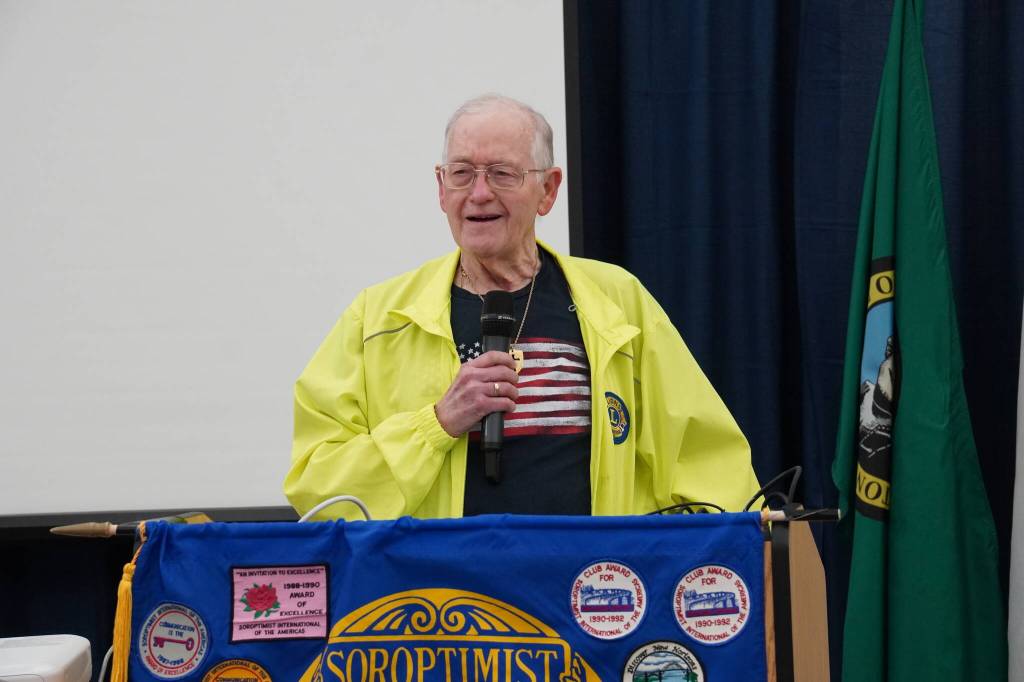 Bob Darrigan reading the poem Ragged Old Flag at the Flag Day 2024 ceremony June 14 at the King County Aquatic Center in Federal Way. Photos by Joshua Solorzano/The Mirror