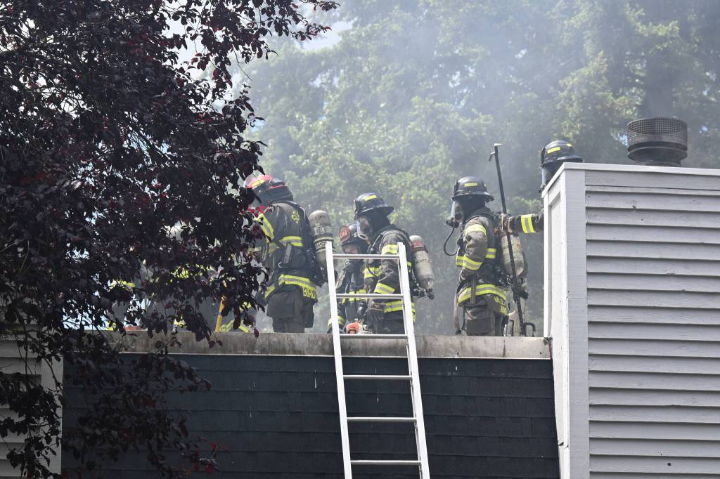 At around 1:45 p.m. June 24, South King Fire crews stopped a fire at an apartment complex in the 34000 block of 1st Circle South in Federal Way. Courtesy photo