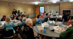 Seniors eating lunch together at the Steel Lake Presbyterian sponsored meal at the Federal Way Community Center, 876 S. 333rd St. To learn more about programs at the center, call 253-835-6900. Photo By Joshua Solorzano/The Mirror