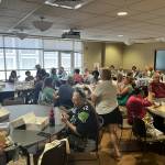 The free senior lunch on July 10 brought a large crowd. Photos by Max Burchi/The Mirror