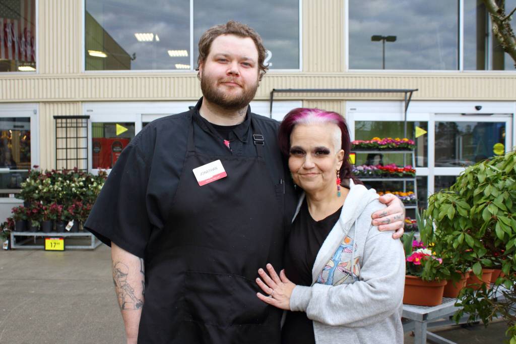 Jonathan Verbiscar and wife Lori Kline at the Fred Meyer where they now work together. Jonathan is the first graduate from FUSIONs new job skills program, which helped him secure his job and find more stability for the couple and their daughter. Photo by Keelin Everly-Lang/The Mirror