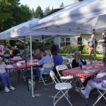 Seniors eating and conversating during Village Greens National Night Out celebration Aug. 6. Photos by Joshua Solorzano/The Mirror