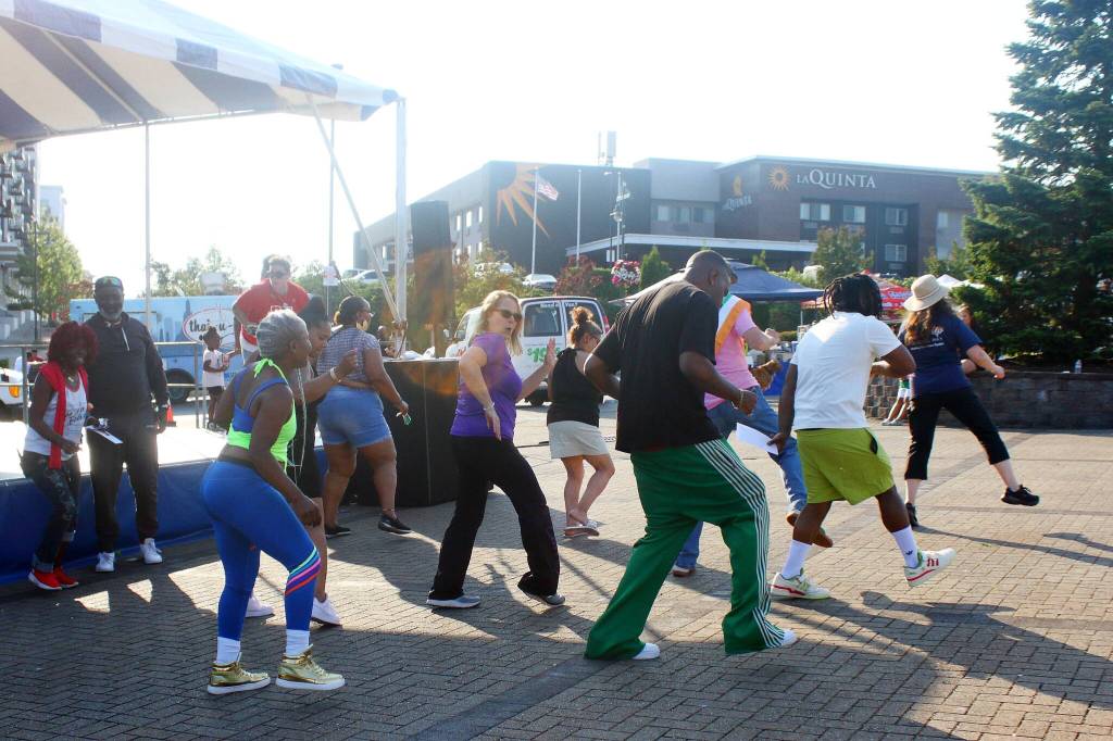 One round of line dancing wasnt enough at the Federal Way Community Festival this year - the crowd finished up the event dancing again. Photo by Keelin Everly-Lang / the Mirror