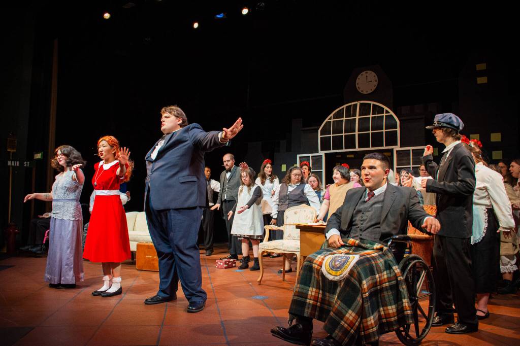 A performance of Annie the most recent Friendship Theatre production in 2024: Annie. Photo provided by Friendship Theater