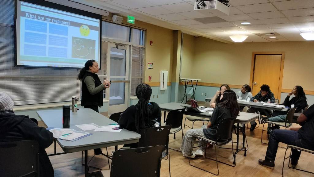This financial literacy class was hosted by the Washington State Employees Credit Union (WSECU) and led by Minda Mattox. Photo provided by the city of Federal Way.