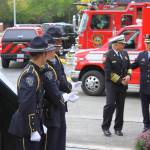 Members of the Federal Way Police Department and South King Fire Honor Guard at the permanent memorial at Station 64 in Federal Way. Photo by Keelin Everly-Lang / the Mirror
