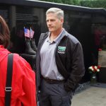 Federal Way Emergency Manager Kevin Pelley at the 9/11 memorial wall in Federal Way. Photo by Keelin Everly-Lang / the Mirror