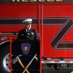 Chief Dave Van Valkenburg of South King Fire speaks at Station 64 at the 9/11 memorial tribute event held Wednesday. Photo by Keelin Everly-Lang / the Mirror