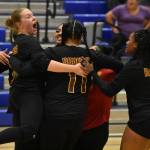 The Raiders celebrate a point against Federal Way. Ben Ray / The Mirror