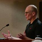 Todd Jarvis, president of DBM Contractors, speaks at the Federal Way City Council meeting on Sept. 17 during public comment. Photo by Bruce Honda